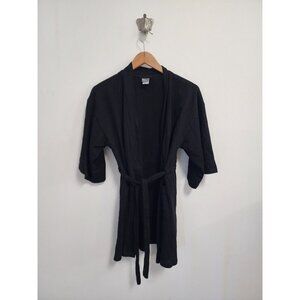 Natori black waffle knit robe M